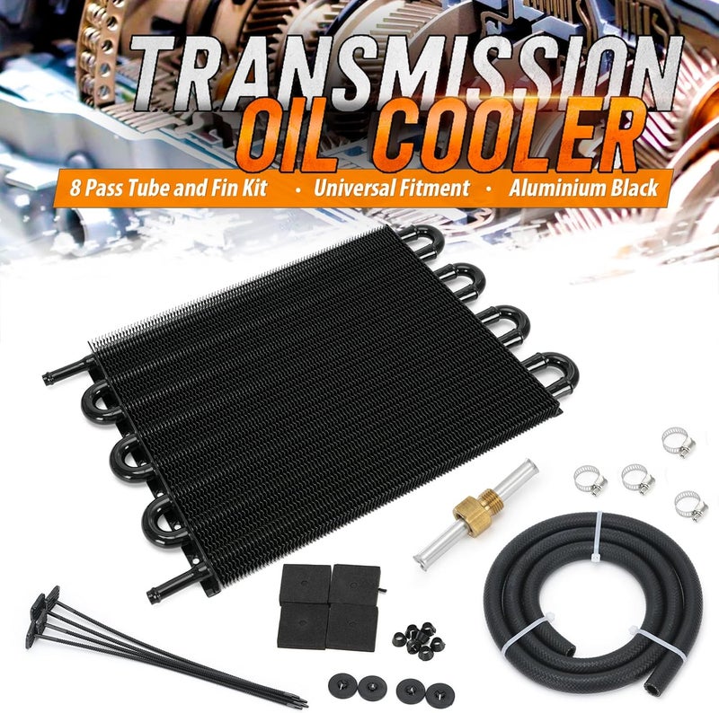 SJDYYMX Universal 5/16" Transmission Oil Cooler Kit Aluminium alloy 8 Pass Tube & Fin Black - Image 2